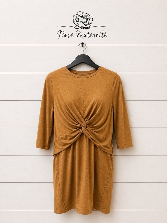 Rose maternité Dresses & Skirts - ROSE MATERNITÉ Camel Twist Front Dress – Size XL